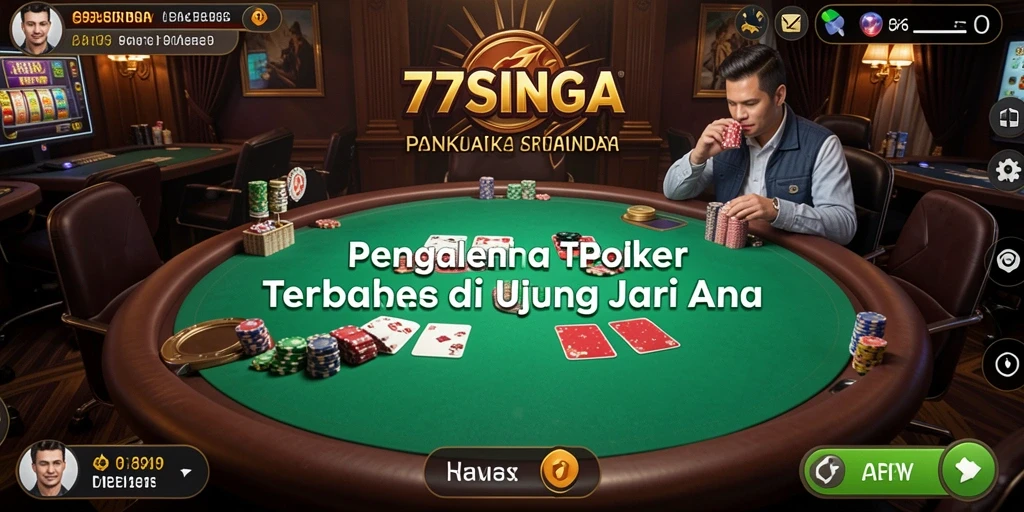 Screenshot utama 77SINGA menampilkan aksi seru permainan Poker.
