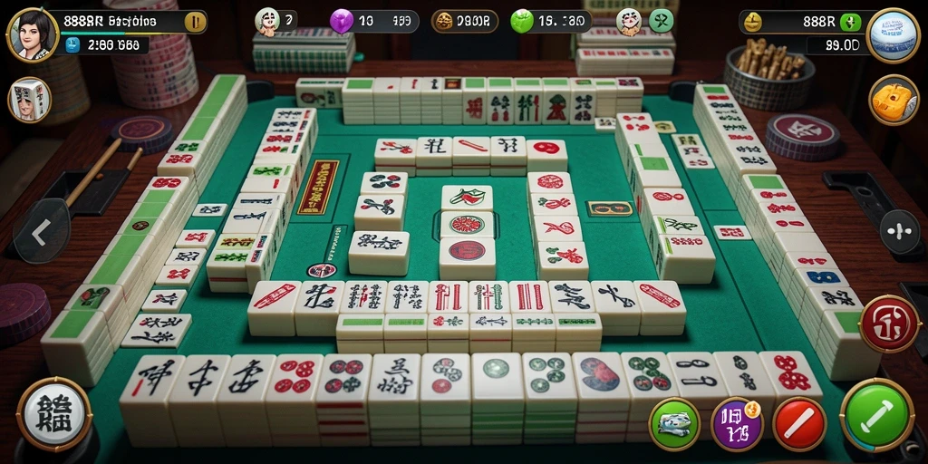 Tampilan gameplay Mahjong yang mendebarkan di 888R.