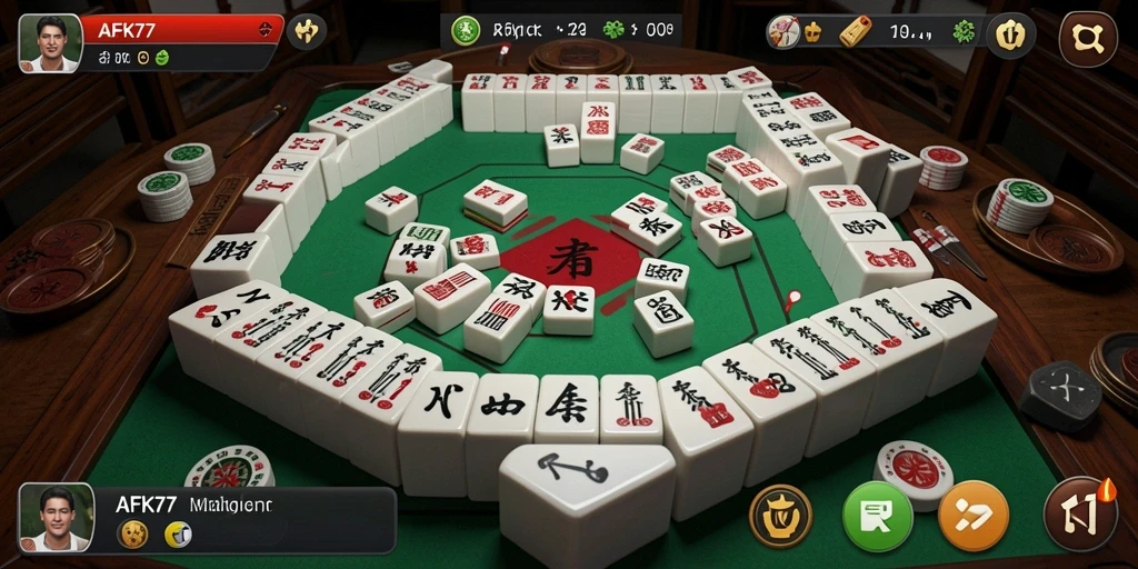 Tampilan grafis menawan dalam gameplay Mahjong AFK77.