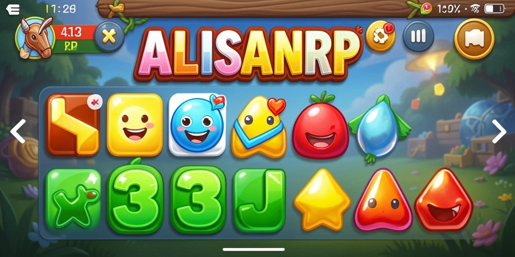 Tampilan gameplay seru ALISANRP saat mencocokkan buah-buahan.