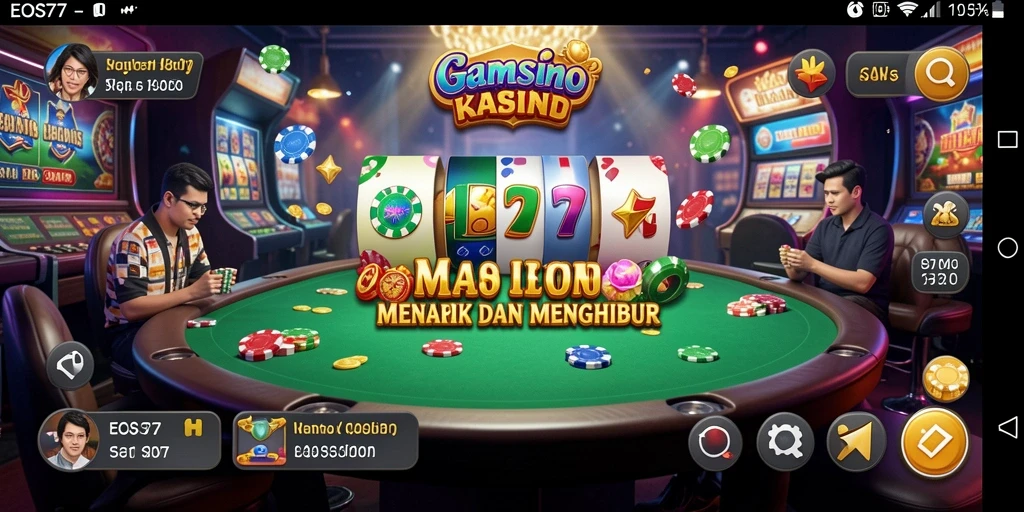 Screenshot utama EOS77 menunjukkan tampilan permainan Kasino yang menarik.