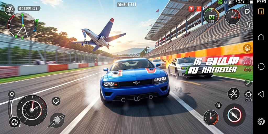 Tampilan gameplay F7F7 yang mendebarkan dan penuh aksi balapan.