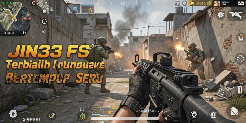 Screenshot utama JIN33 menampilkan aksi menegangkan dalam gameplay FPS.