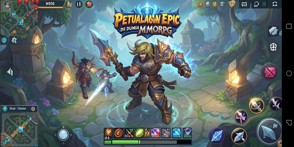 Screenshot gameplay N06 yang menampilkan pertempuran epik di dunia MMORPG.