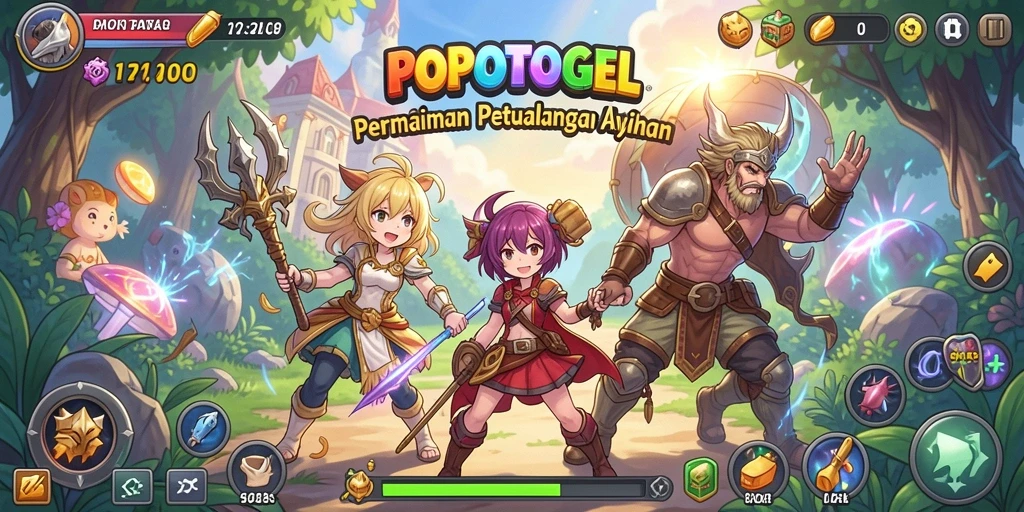 Tampilan gameplay menarik dari POPOTOGEL dengan karakter anime.