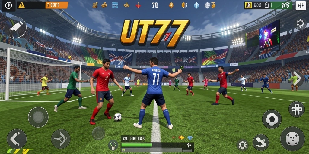 Screenshot UT77 menunjukkan gameplay olahraga yang kompetitif dan seru.